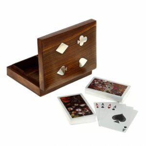 Shriji-Crafts-Playing-Cards-Set-of-2-in-Handmade-Wooden-Storage-Box-Case-Holder