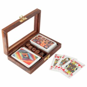Wooden-Playing-Card-Box-With-Two-Set-of-Playing-Cards-and-5-Dice