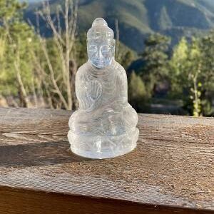 5 Inch Tall Clear Quartz Buddha
