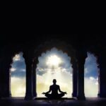 man doing meditation in temple