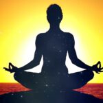 girl shadow doing meditation