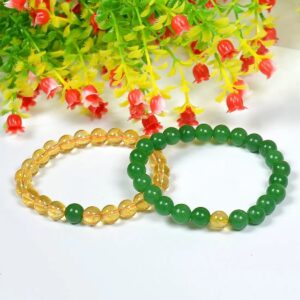 Couple's Bracelet Set with Green Aventurine and Citrine, 2 Pieces