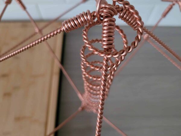 Merkaba Constructed of Sacred Cubit Tensor Wire With Copper Torus Centre And Quartz Crystal. Star Tetrahedron