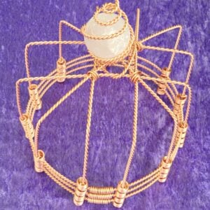 Tensor Wire Crown With a Selenite Crystal Ball Wrapped In Tensor Wire. Made With 3 x 1.5 Sacred Cubit Tensor Rings. Healing Crown