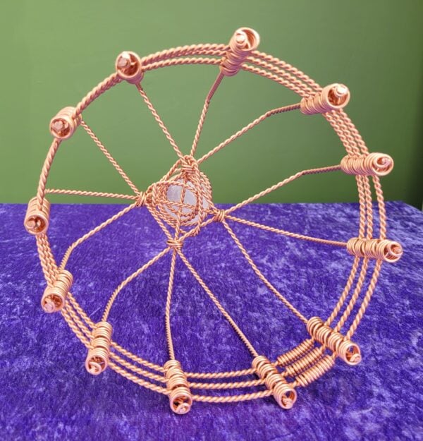 Tensor Wire Crown With a Selenite Crystal Ball Wrapped In Tensor Wire. Made With 3 x 1.5 Sacred Cubit Tensor Rings. Healing Crown