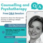 counselling and psychotherapy free Q&A session poster