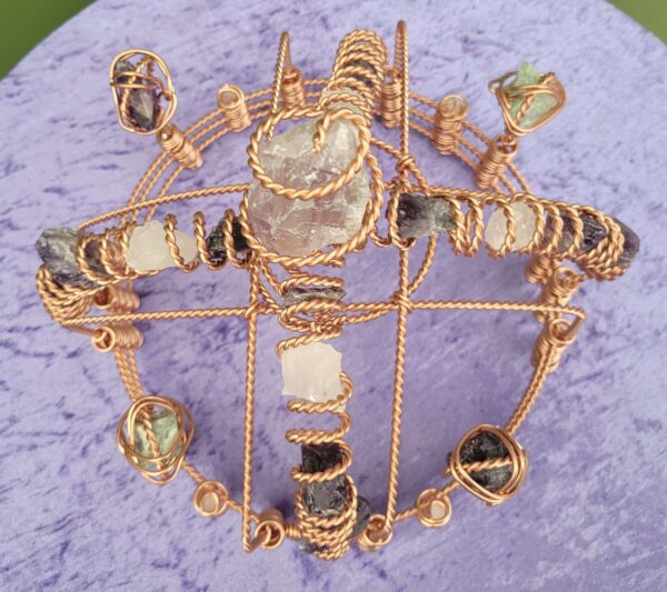 Tensor Wire Crown Made With 3x Empowerment Cubit Tensor Rings. Healing Crown. With Amethyst, Quartz, And Fluorite Crystals. Meditation Tool