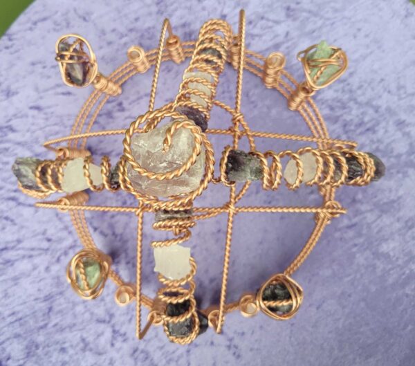 Tensor Wire Crown Made With 3x Empowerment Cubit Tensor Rings. Healing Crown. With Amethyst, Quartz, And Fluorite Crystals. Meditation Tool
