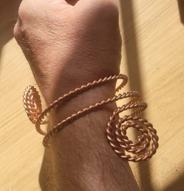 Copper Spirals 333 MHZ Cubit Mens Copper Tensor Wire Bracelet Bangle - Image 4
